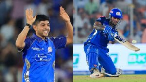 Ashwani Kumar celebrates after taking four wickets in Mumbai Indians win over Gujarat Titans in IPL 2026