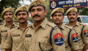 Students entering exam center for UP Home Guard 2025 written test